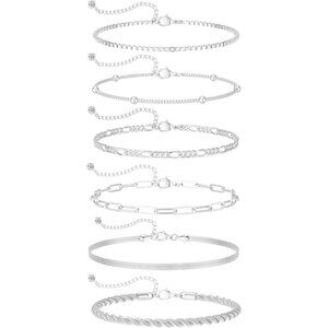 Dainty Silver Plated Bracelets for Women Trendy, Silver Jewelry Set for Women Br